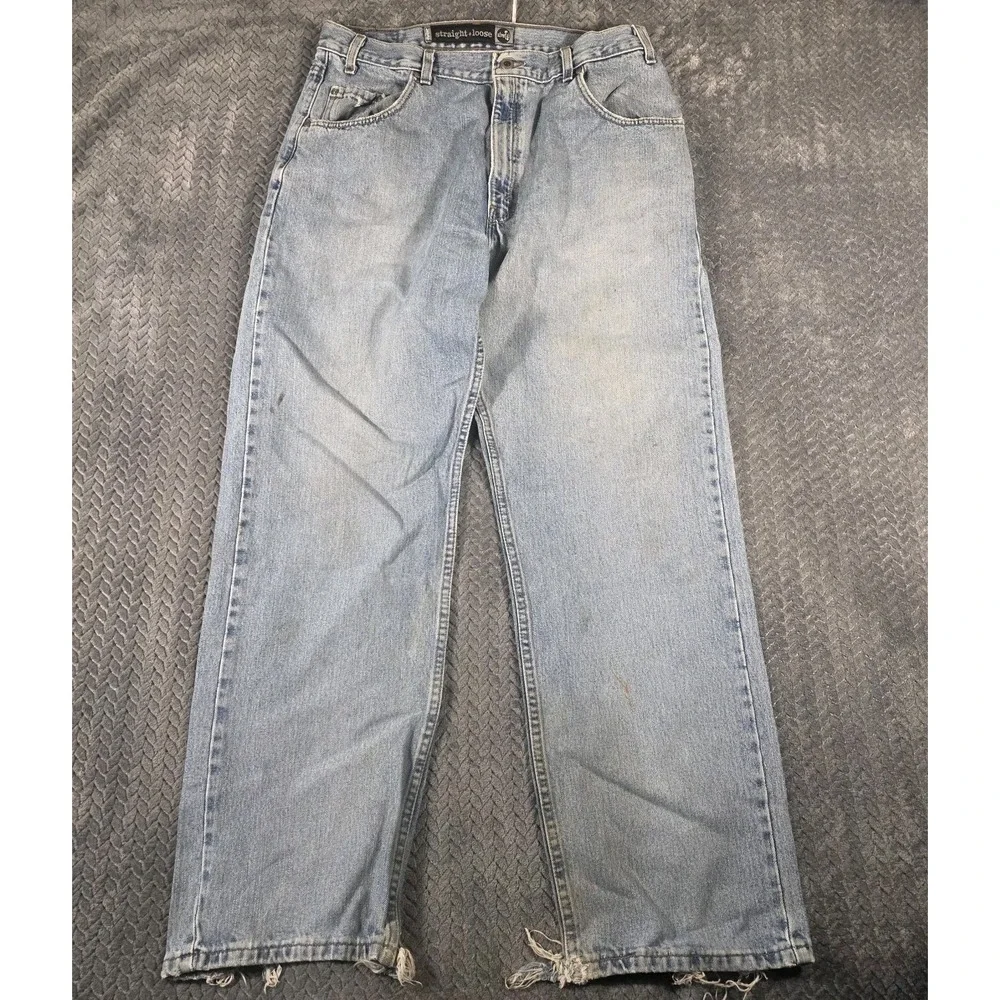 Vintage Y2K Levi's SilverTab Straight + Loose Jeans Men 36x34 USA Distressed